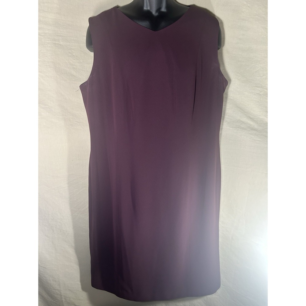 Laura Scott Woman Dress 18W Purple Sleeveless Career Sheath V Neck Lined